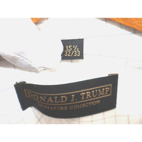 Donald J. Trump Signature Collection Mens White Check Long Sleeve Shirt Medium - Picture 2 of 10